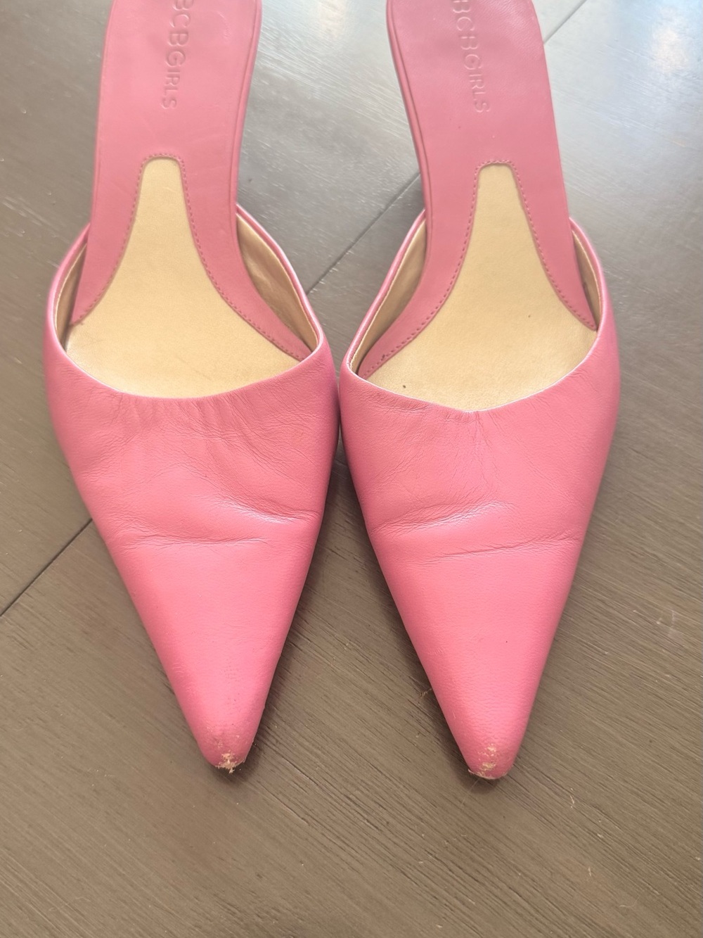 BCBGMaxAzria Pink Pointed Toe Slip-On Mules
